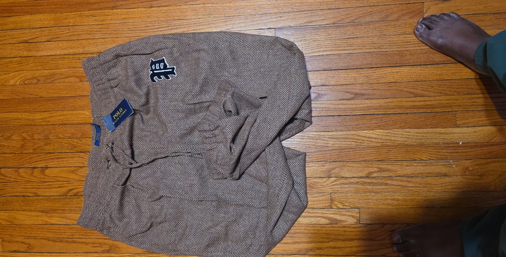 Polo Logo Brown Herringbone Pants